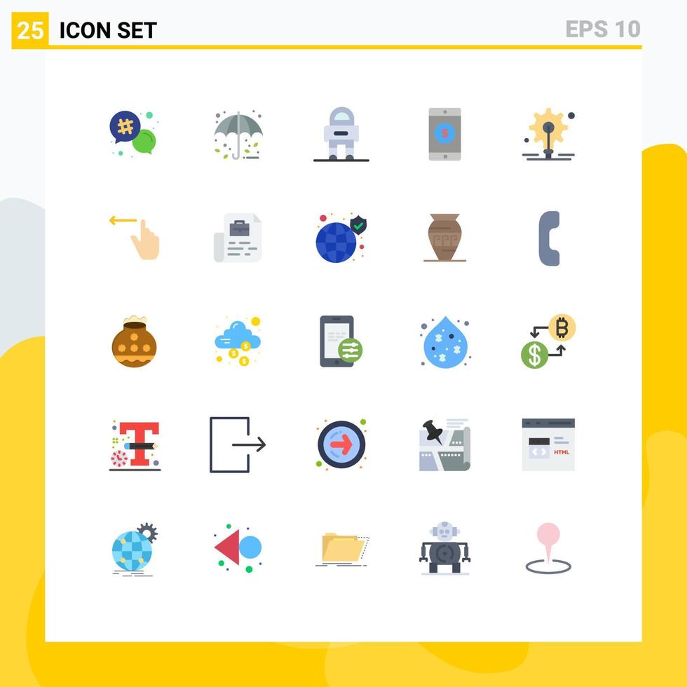25 Creative Icons Modern Signs and Symbols of gear dollar astronaut mobile application application Editable Vector Design Elements