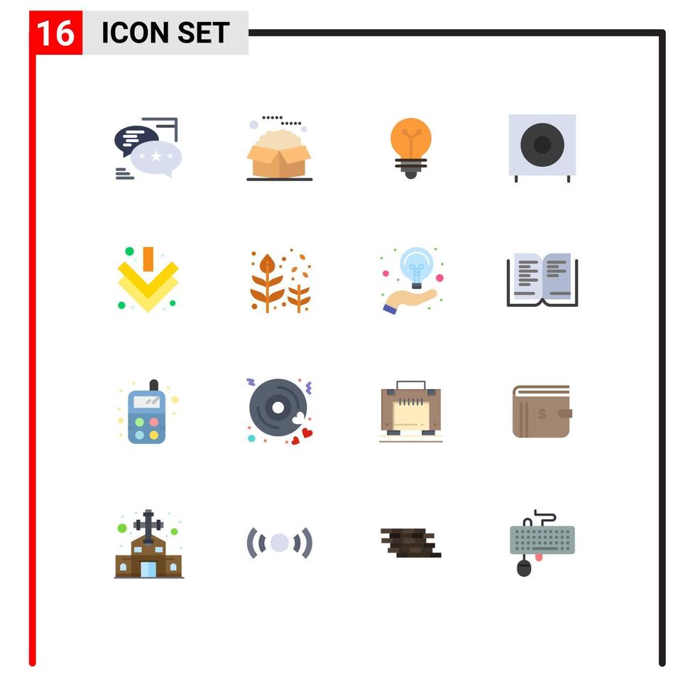 16 signos universales de color plano símbolos de productos paquetes de dispositivos paquete editable de luz de bajo de elementos de diseño de vectores creativos