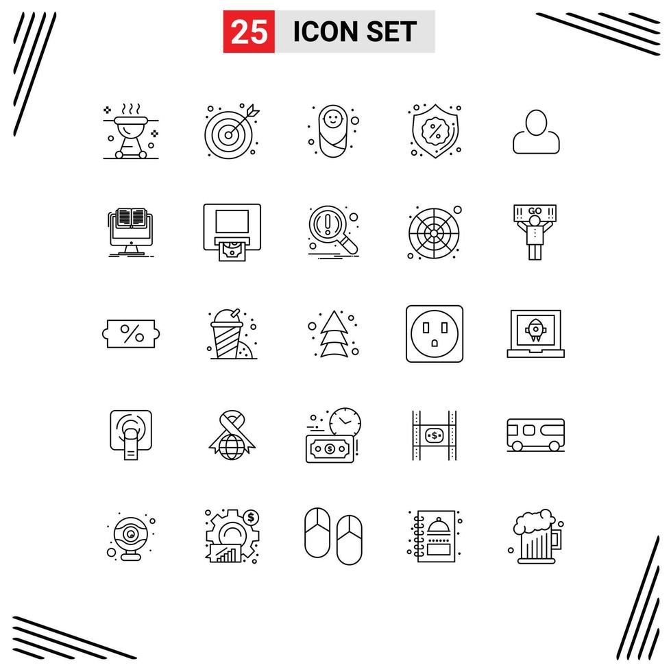 Pictogram Set of 25 Simple Lines of man sale baby discount security Editable Vector Design Elements