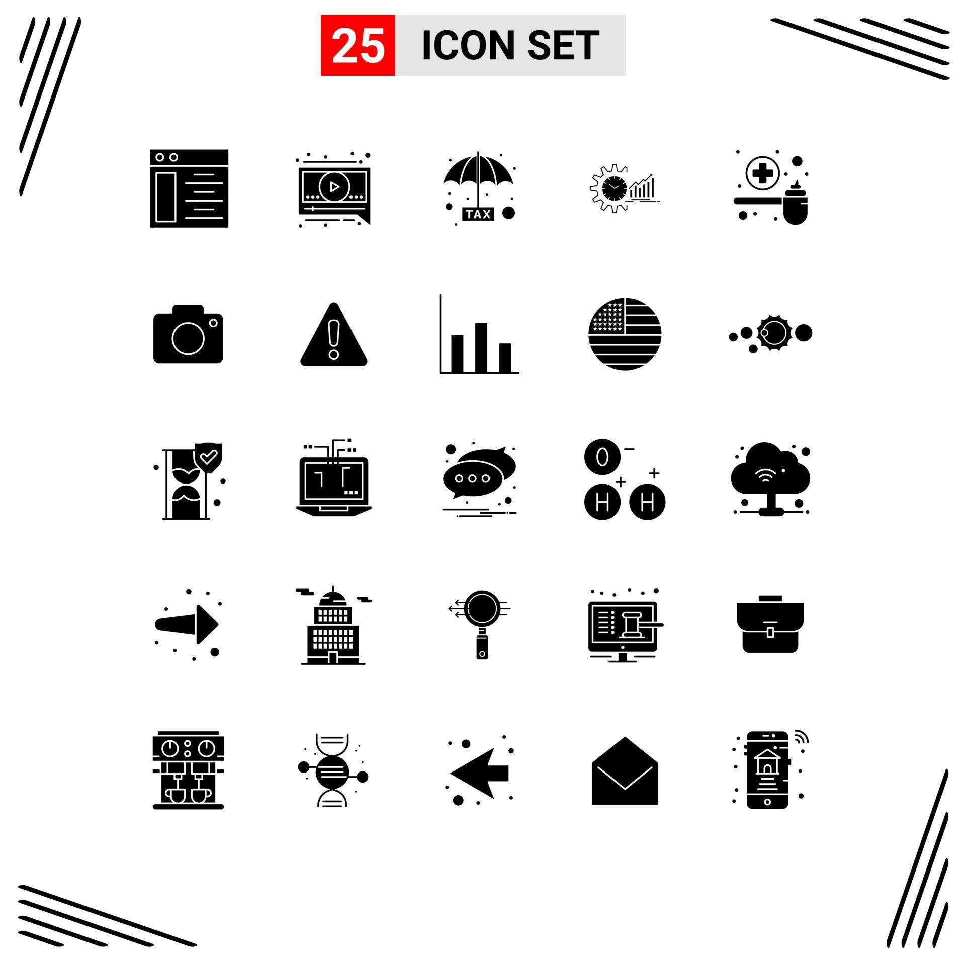 25 Universal Solid Glyph Signs Symbols of cure time plan schedule