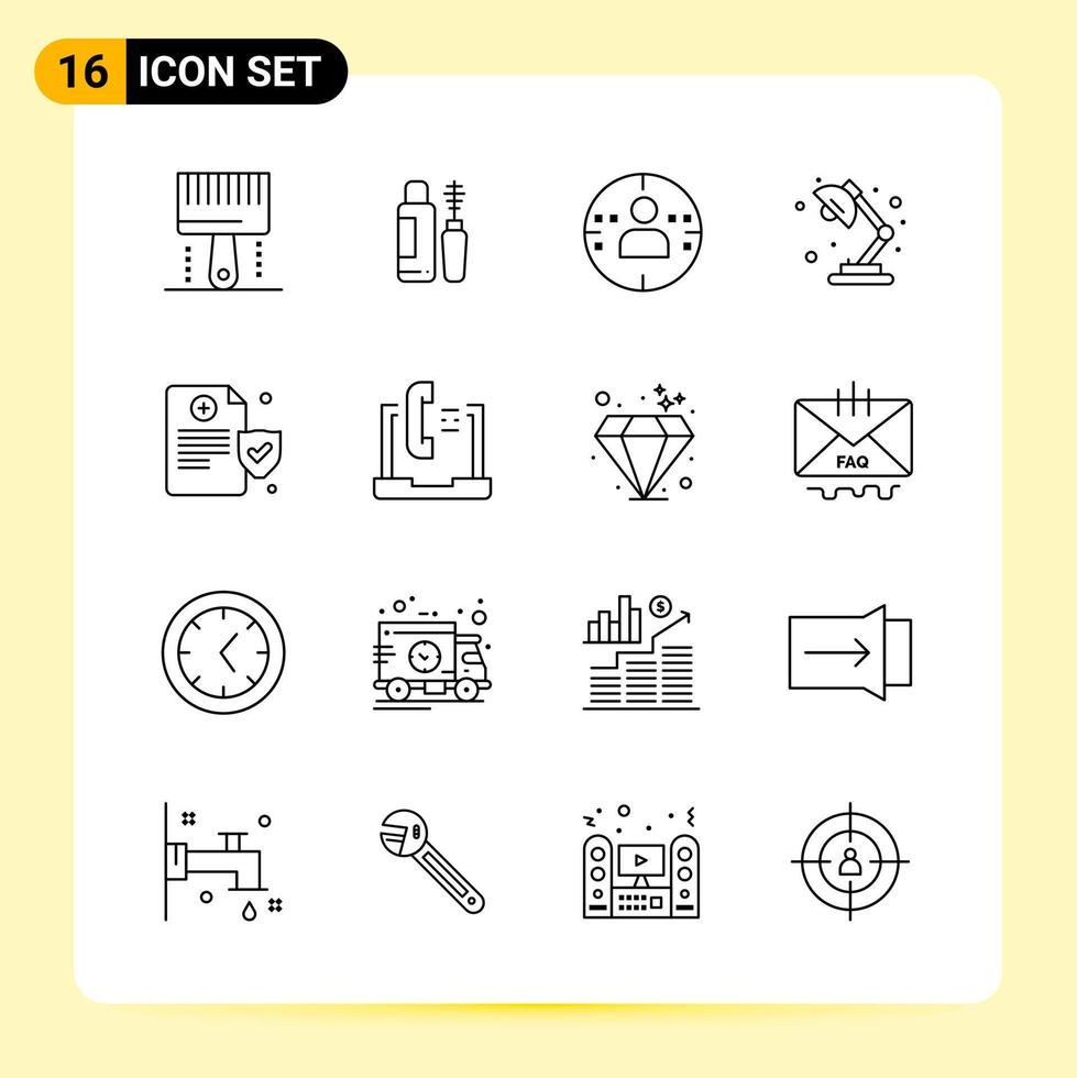 16 Creative Icons for Modern website design and responsive mobile apps 16 Outline Symbols Signs on White Background 16 Icon Pack vector