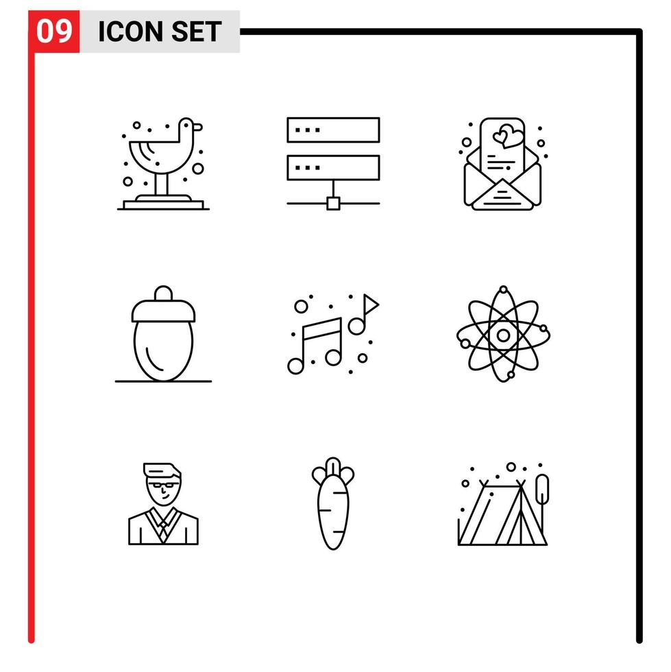9 iconos creativos signos y símbolos modernos de nota verde amor frutas agricultor elementos de diseño vectorial editables vector