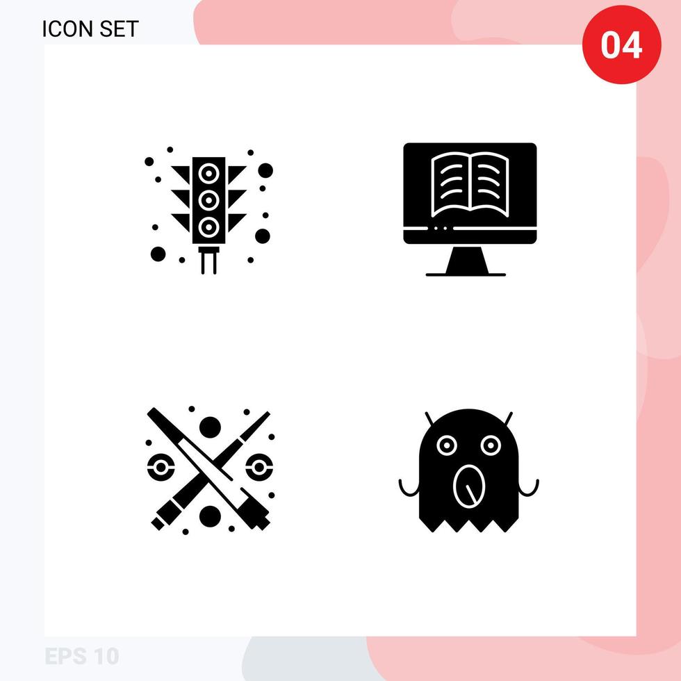 Universal Solid Glyphs Set for Web and Mobile Applications city game signal ontechnology monster Editable Vector Design Elements