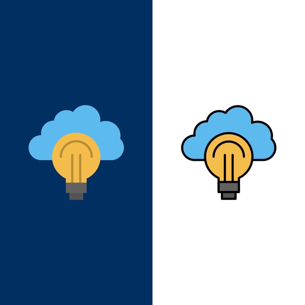 Idea Light Bulb Focus Success  Icons Flat and Line Filled Icon Set Vector Blue Background