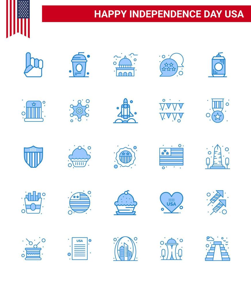 25 USA Blue Pack of Independence Day Signs and Symbols of chat bubble usa independece flag usa Editable USA Day Vector Design Elements