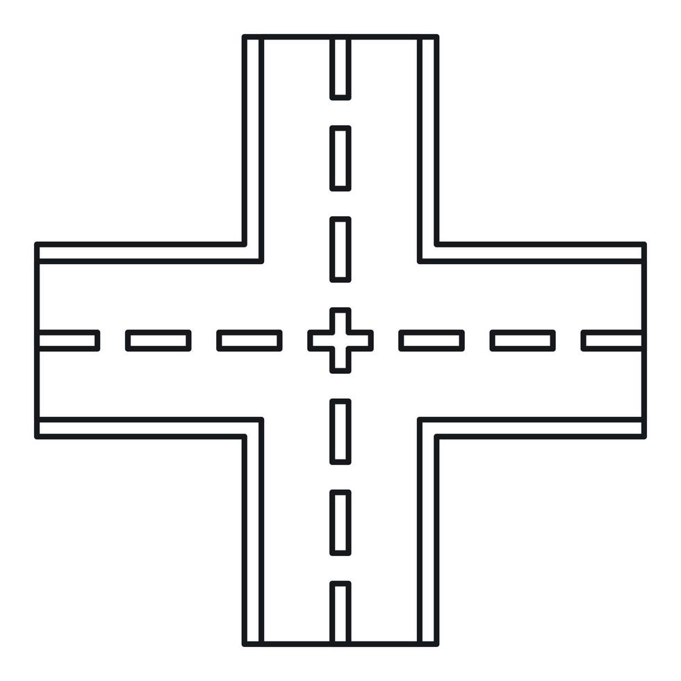 icono de cruce de carretera, estilo de contorno vector