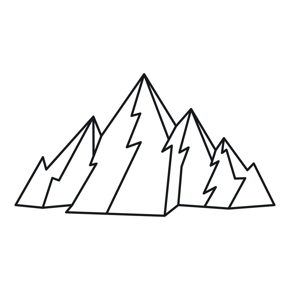 icono de montaña, estilo de esquema vector