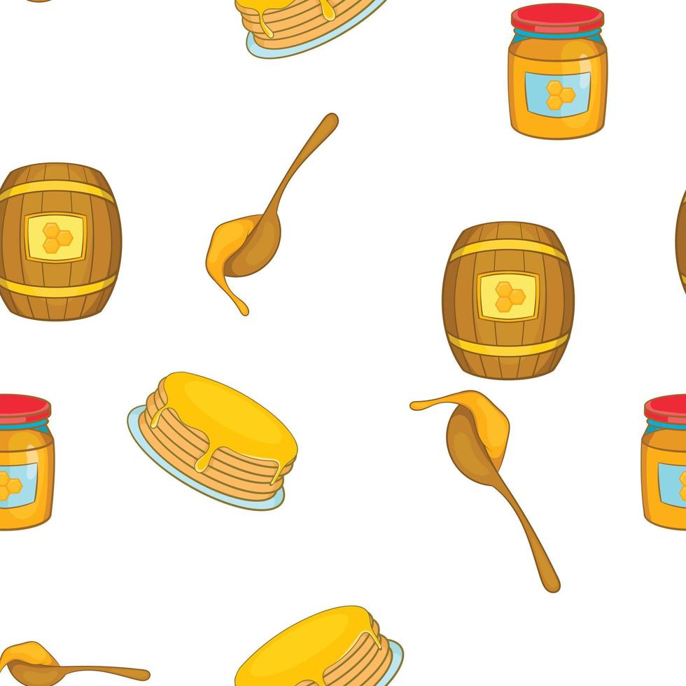 Bee honey pattern, cartoon style vector