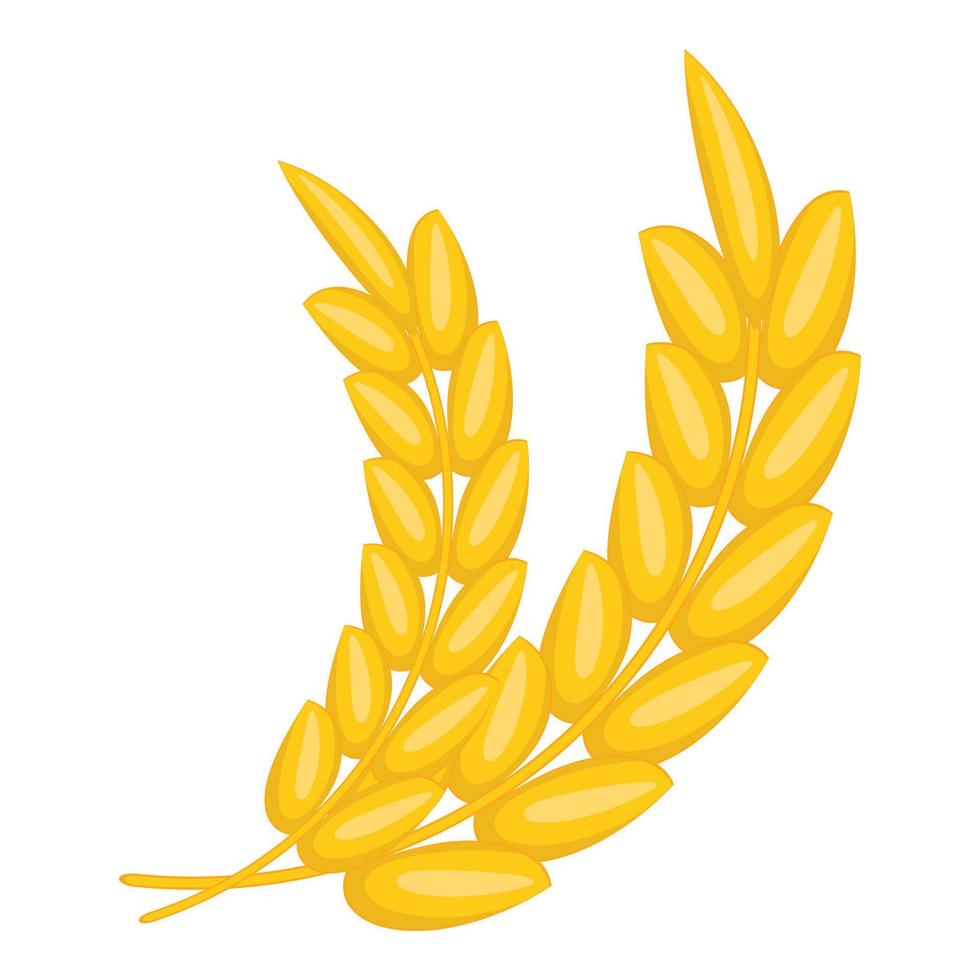 Gold ripe wheat ear icon, cartoon style vector