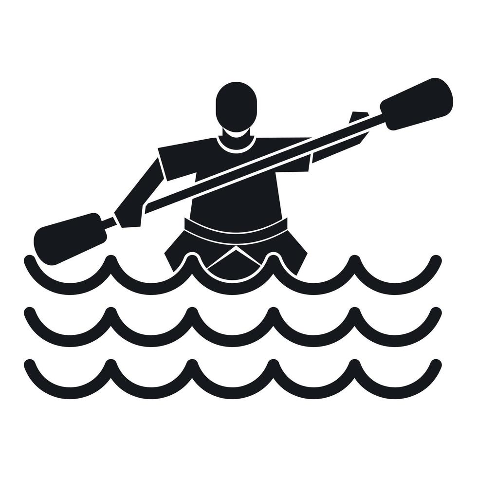 Male athlete in a canoe icon, simple style vector