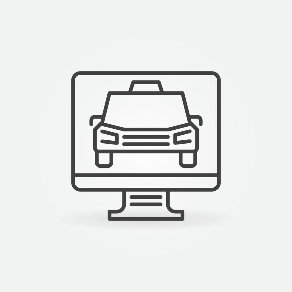 PC Display with Taxi vector concept icon in thin line style