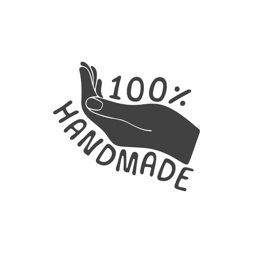 Handmade 100 percent vector icon. 100 Hand Made sign