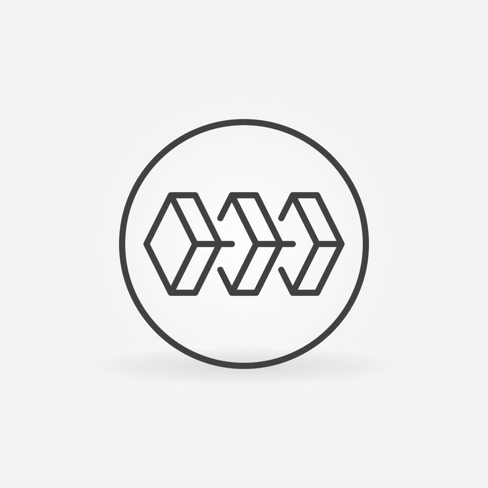 Block Chain in circle vector concept line icon or Cryptocurrency round sign