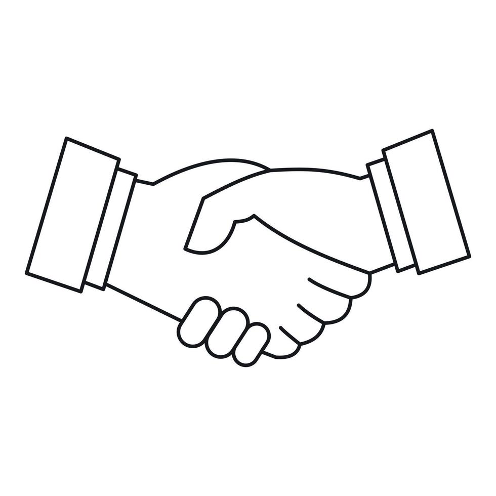 Handshake icon, outline style vector