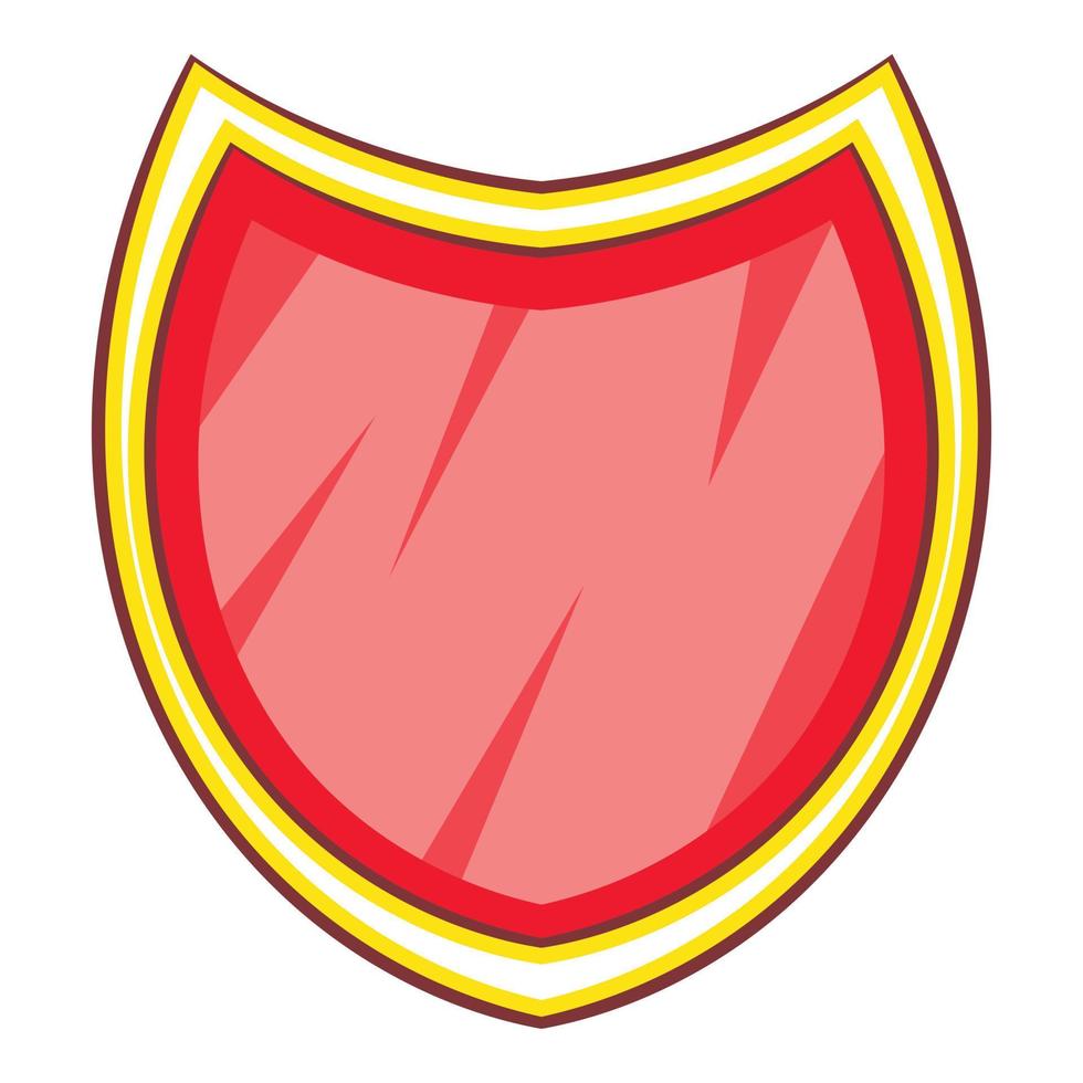 Blank safety shield icon, cartoon style vector