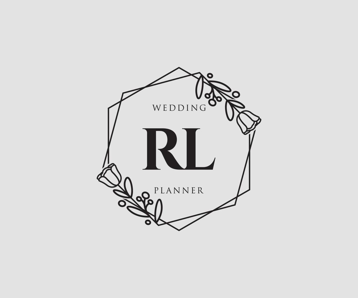 Initial RL feminine logo. Usable for Nature, Salon, Spa, Cosmetic and Beauty Logos. Flat Vector Logo Design Template Element.