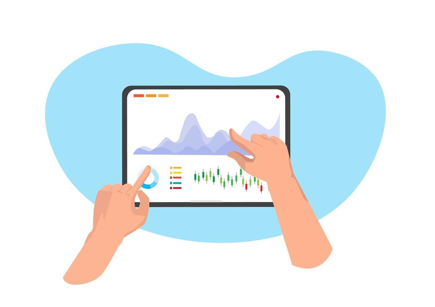 Isolated hands using laptop from using stock trading application. and investor speculation vector