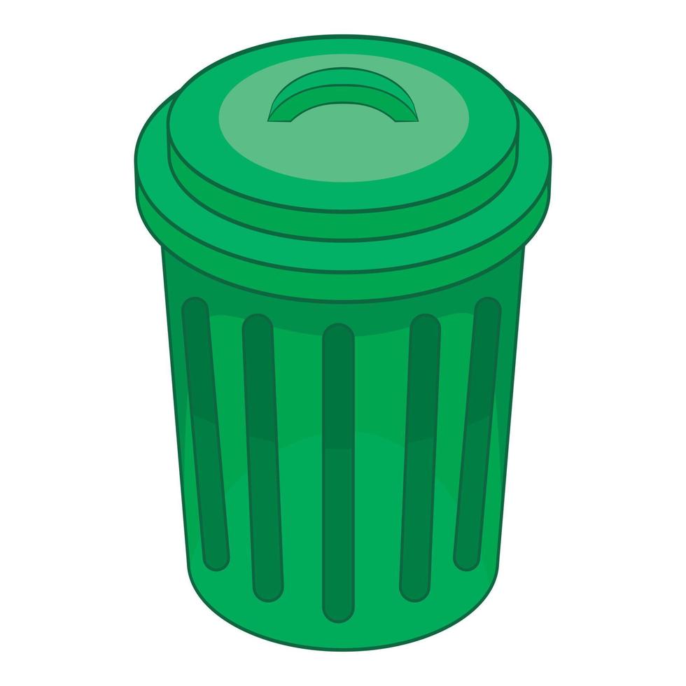 Trash can icon, cartoon style vector
