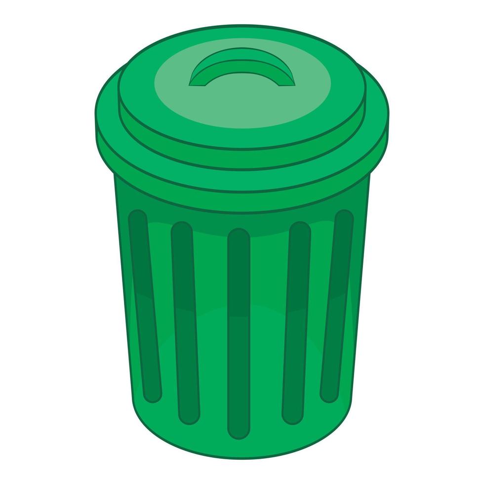 Trash can icon, cartoon style vector