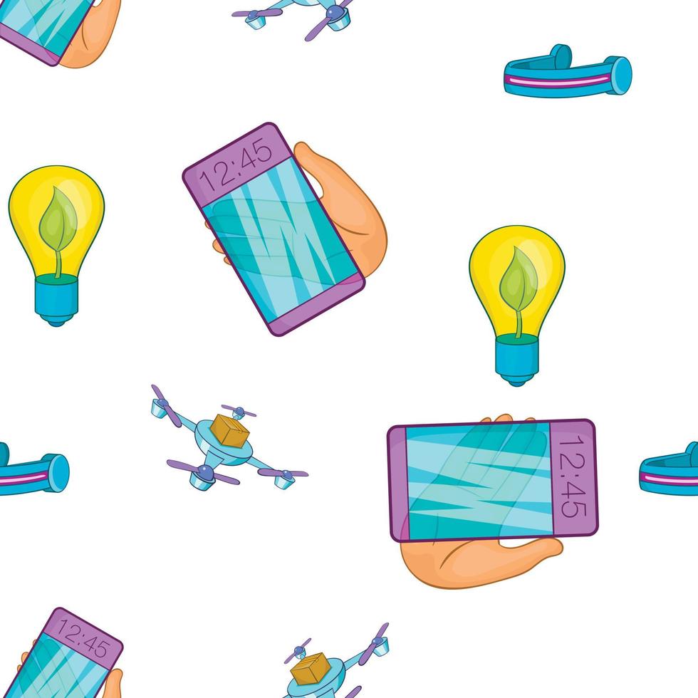 Innovative gadgets pattern, cartoon style vector