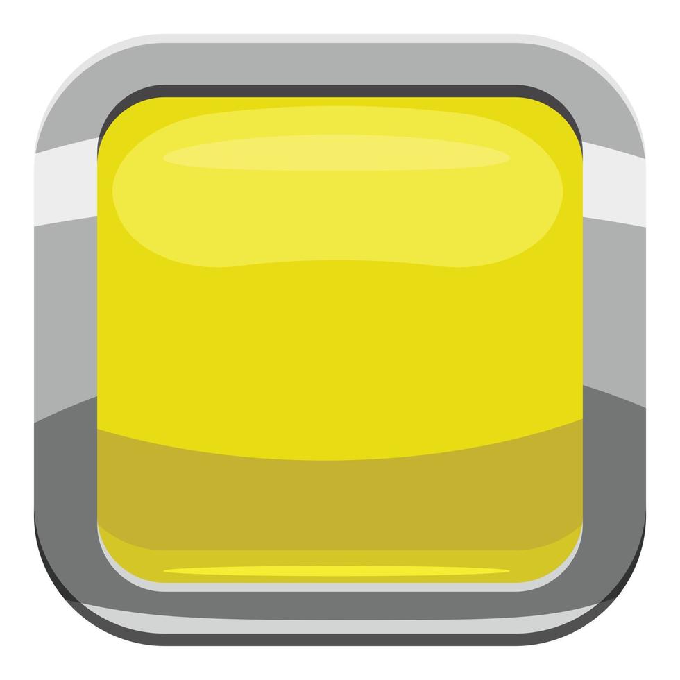 Citron square button icon, cartoon style vector