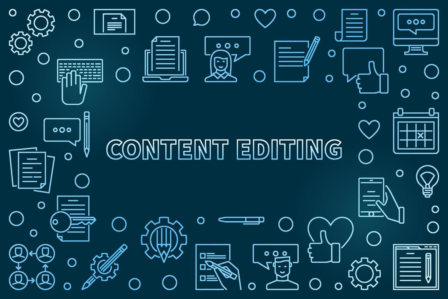 Content Editing concept blue modern outline frame or illustration vector
