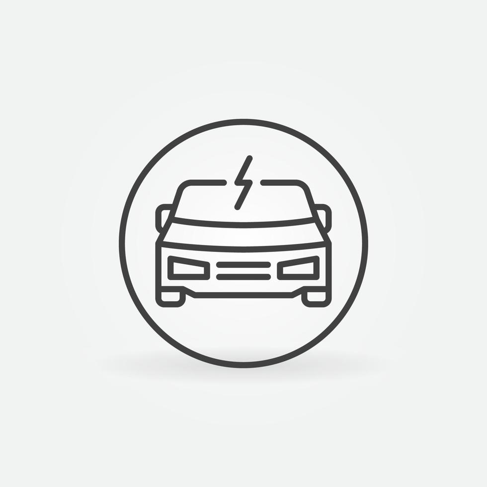 EV or Electric Car vector concept round line icon