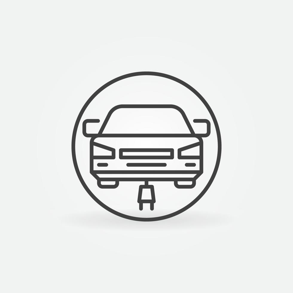 Modern Electric Car with Plug vector round colored icon