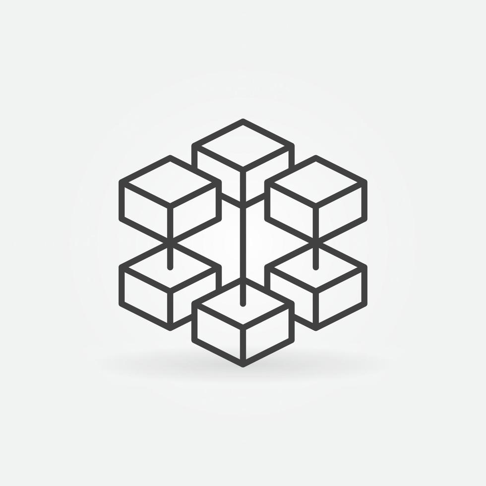 Block Chain vector concept thin line icon. Cryptocurrency Blockchain Technology abstract sign