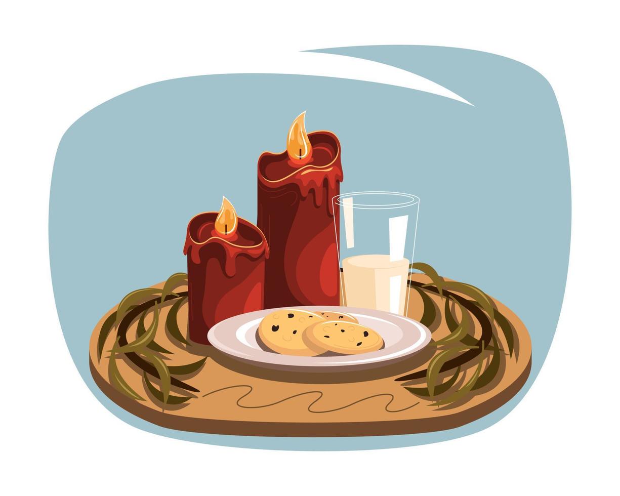 Cookies with milk for Santa. vector