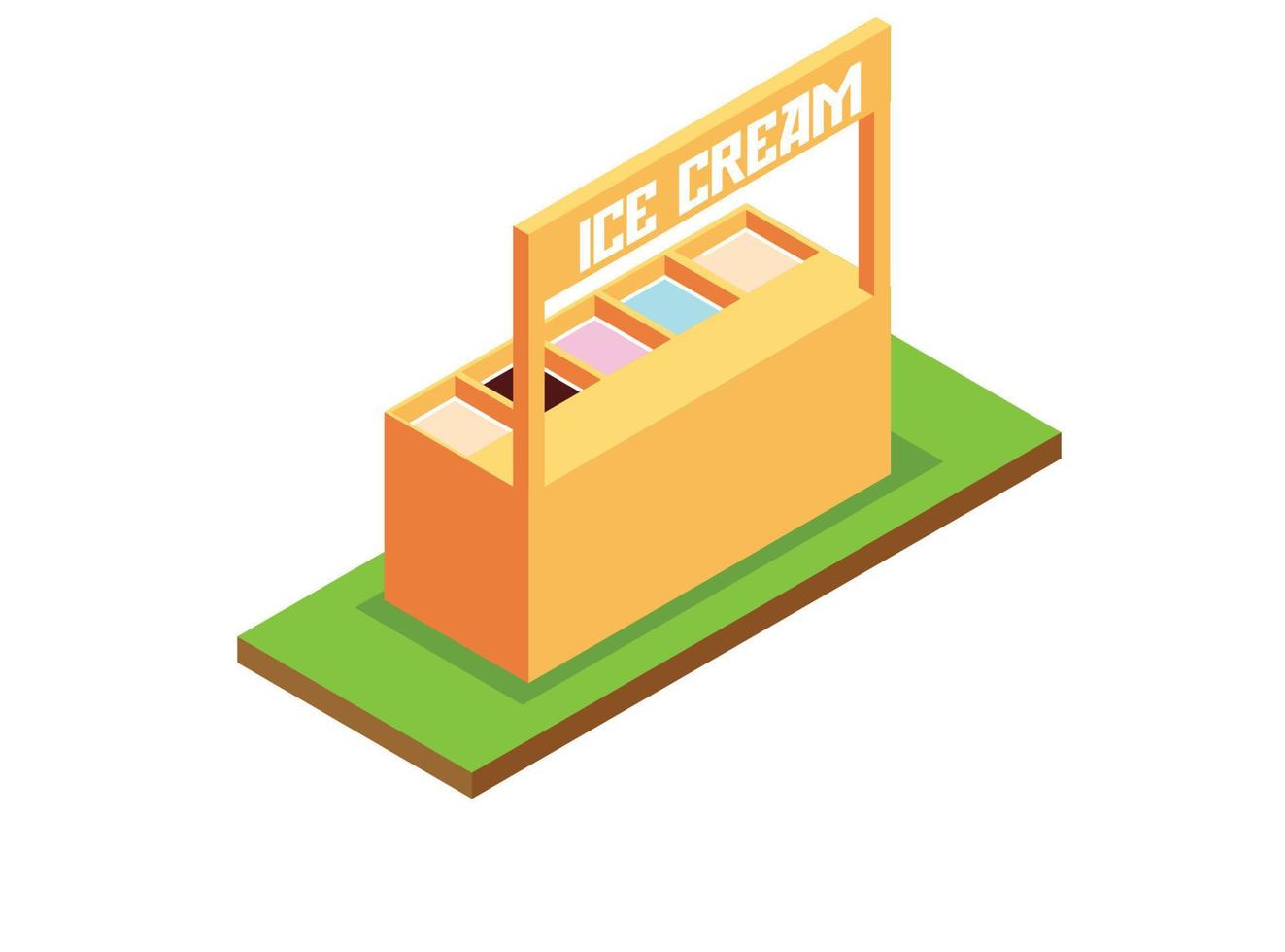 Isometric icon with vendor selling Foods at market stall 3d vector illustration.  Suitable for Diagrams, Infographics, And Other Graphic assets