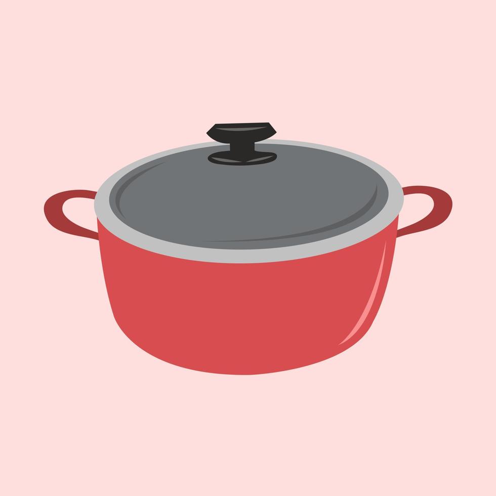 Red cooking pot vector illustration for graphic design and decorative element