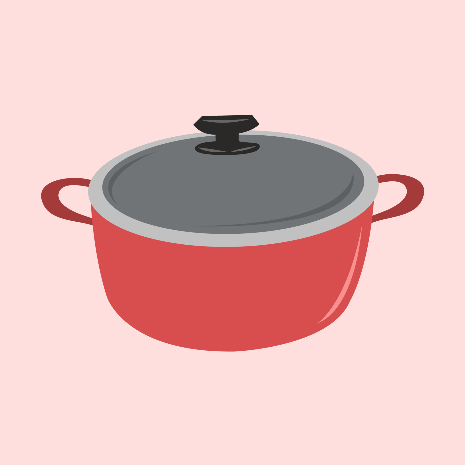 Red cooking pot vector illustration for graphic design and decorative