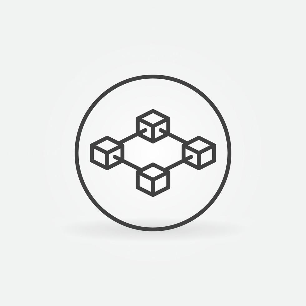 Block-Chain with four blocks Cryptocurrency vector concept linear icon or symbol