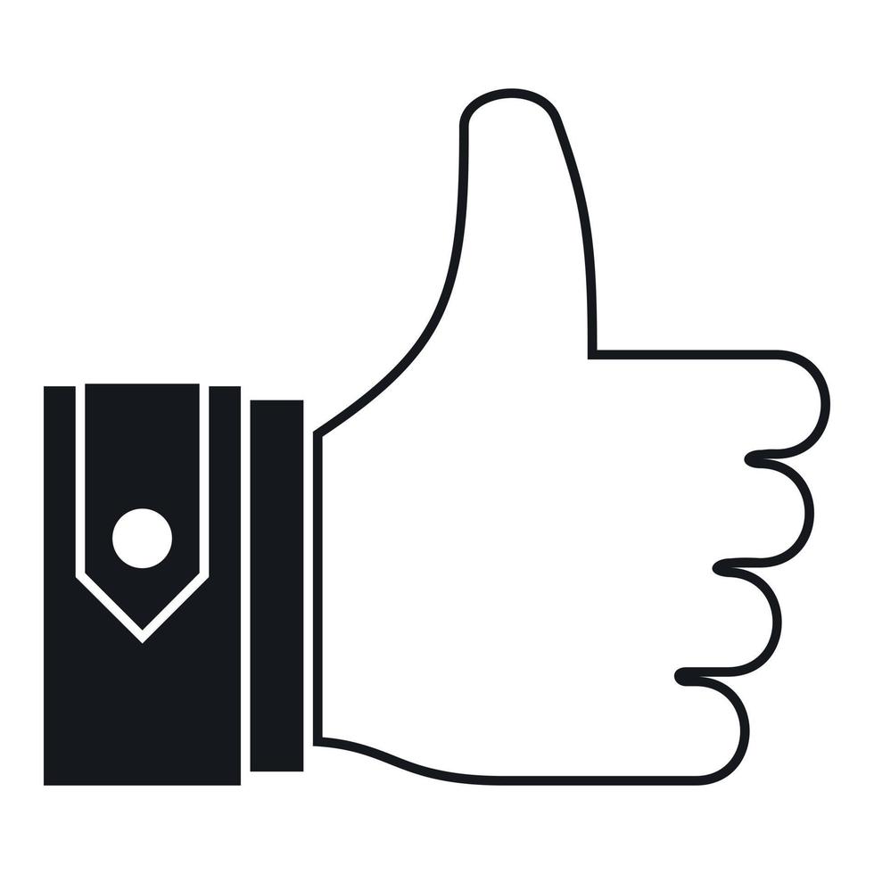 Thumbs up icon, simple style vector