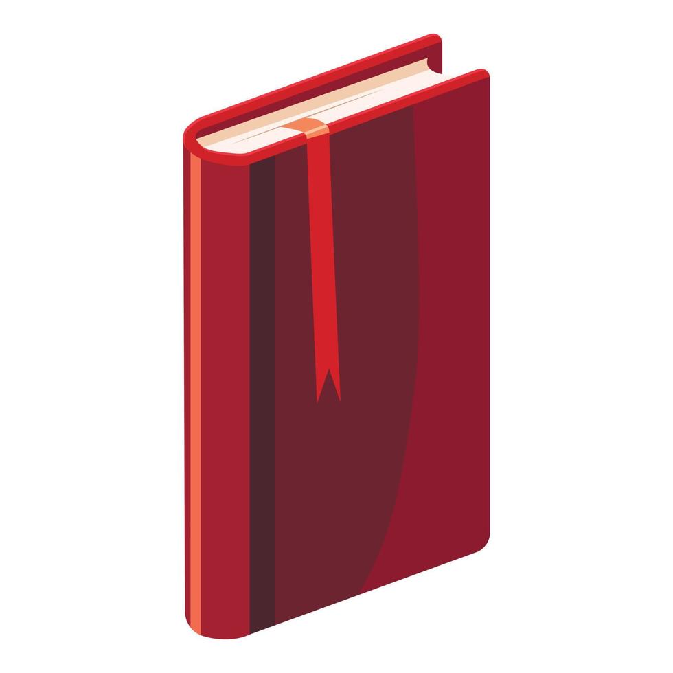 Book with bookmark icon, cartoon style vector