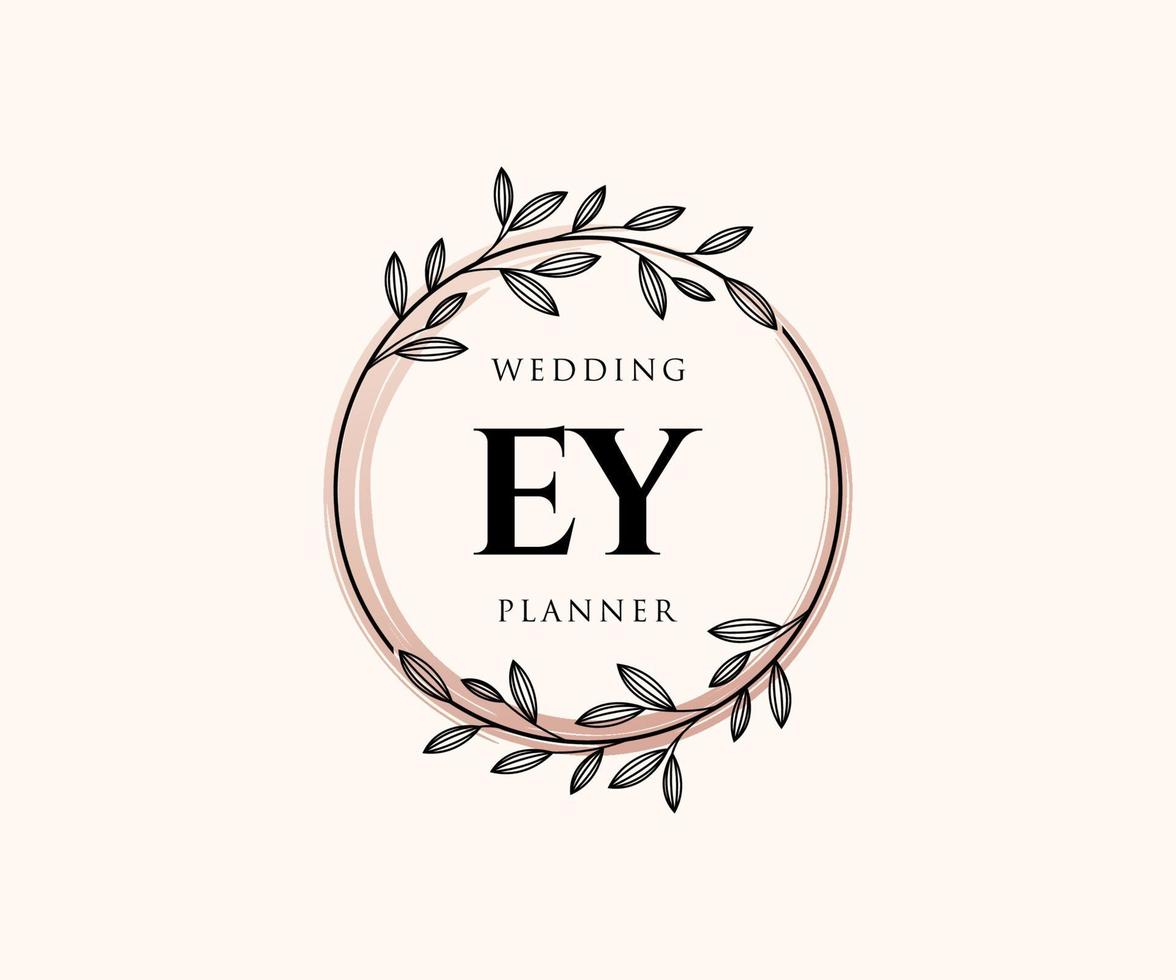 EY Initials letter Wedding monogram logos collection, hand drawn modern minimalistic and floral templates for Invitation cards, Save the Date, elegant identity for restaurant, boutique, cafe in vector