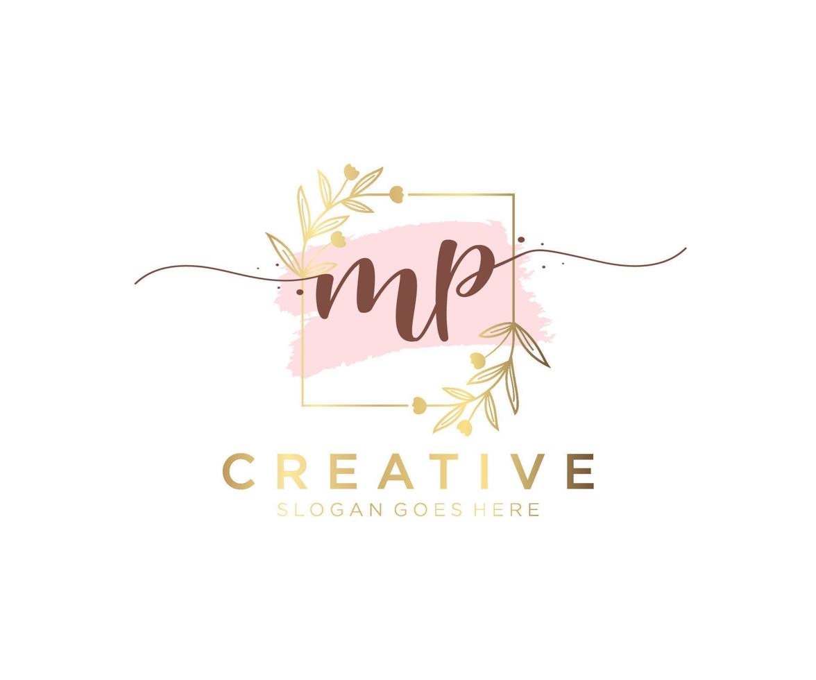 Initial MP feminine logo. Usable for Nature, Salon, Spa, Cosmetic and Beauty Logos. Flat Vector Logo Design Template Element.
