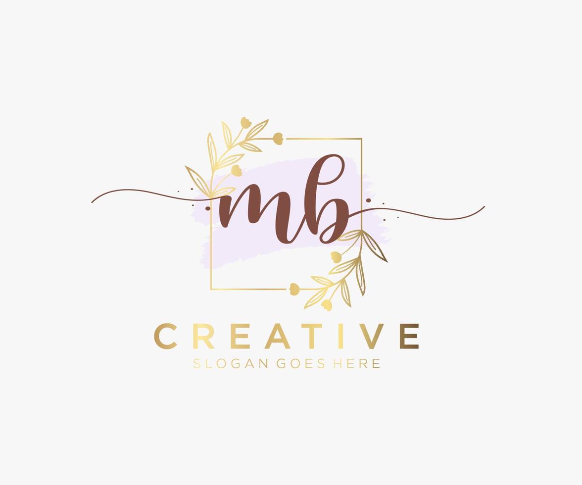 Initial MB feminine logo. Usable for Nature, Salon, Spa, Cosmetic and Beauty Logos. Flat Vector Logo Design Template Element.