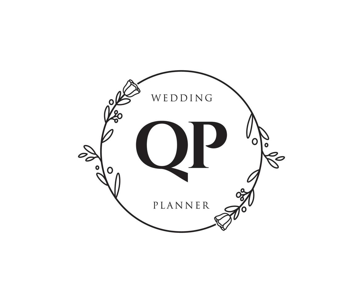 Initial QP feminine logo. Usable for Nature, Salon, Spa, Cosmetic and Beauty Logos. Flat Vector Logo Design Template Element.