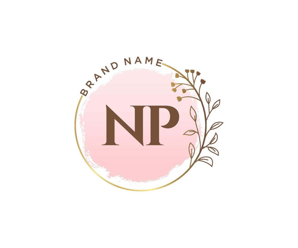 Initial NP feminine logo. Usable for Nature, Salon, Spa, Cosmetic and Beauty Logos. Flat Vector Logo Design Template Element.