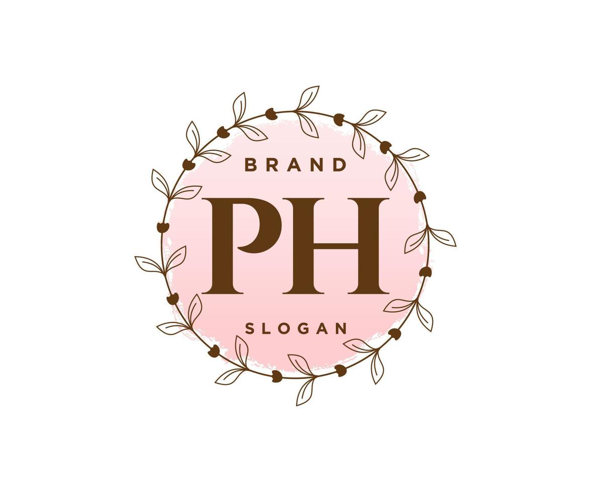 Initial PH feminine logo. Usable for Nature, Salon, Spa, Cosmetic and Beauty Logos. Flat Vector Logo Design Template Element.