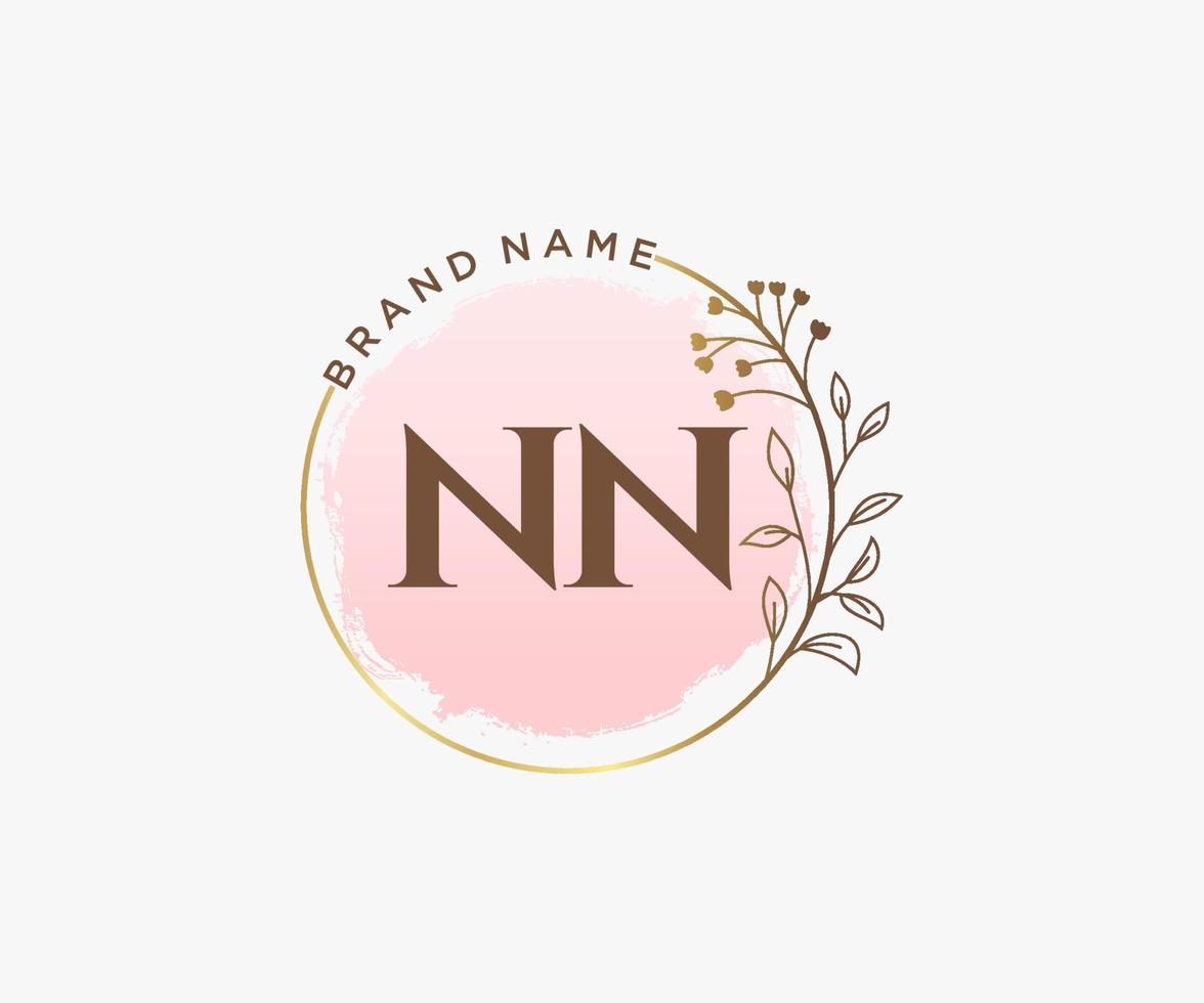 Initial NN feminine logo. Usable for Nature, Salon, Spa, Cosmetic and Beauty Logos. Flat Vector Logo Design Template Element.