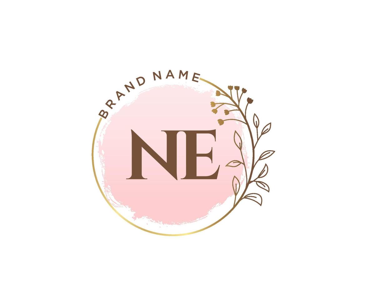 Initial NE feminine logo. Usable for Nature, Salon, Spa, Cosmetic and Beauty Logos. Flat Vector Logo Design Template Element.