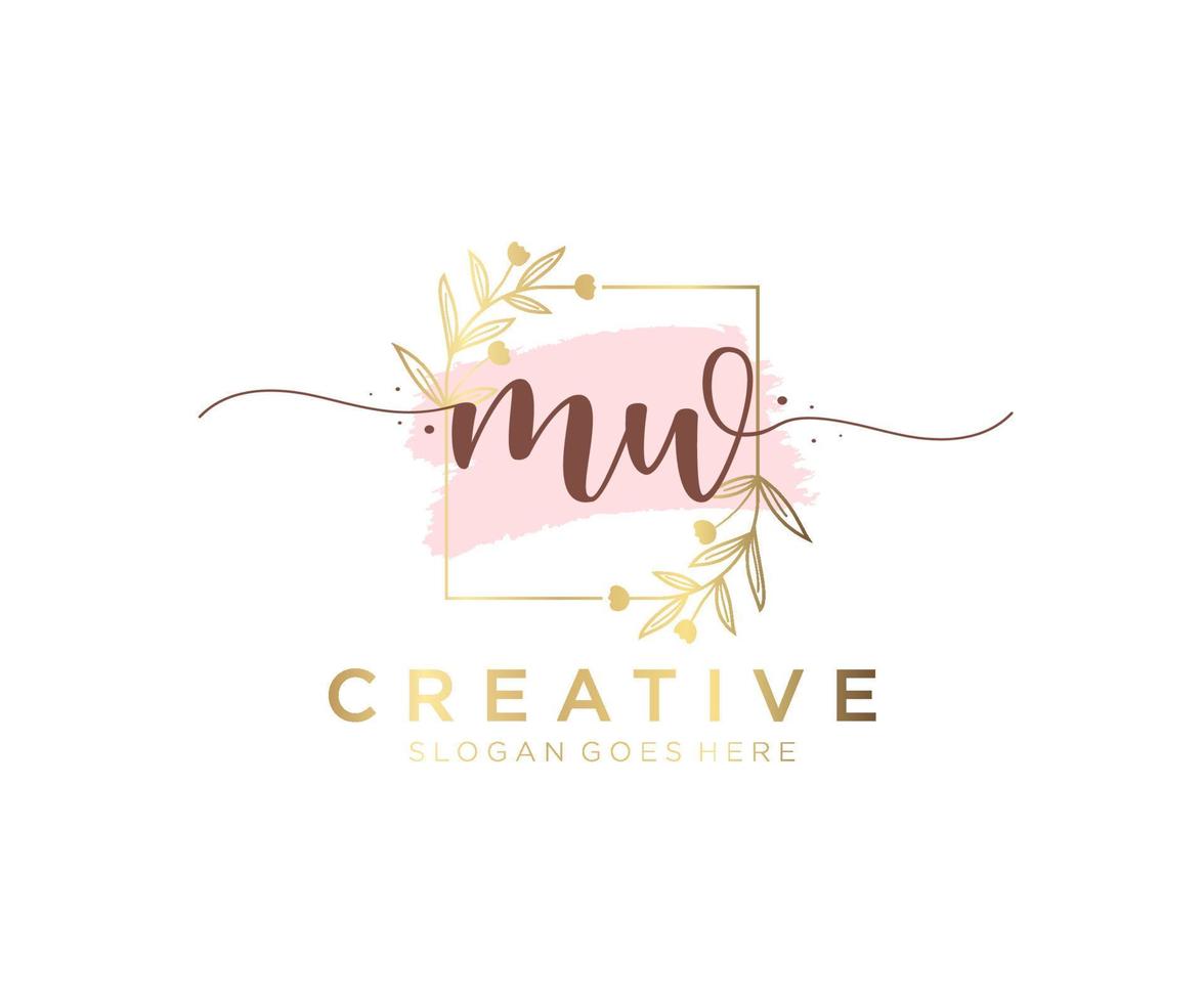 Initial MW feminine logo. Usable for Nature, Salon, Spa, Cosmetic and Beauty Logos. Flat Vector Logo Design Template Element.