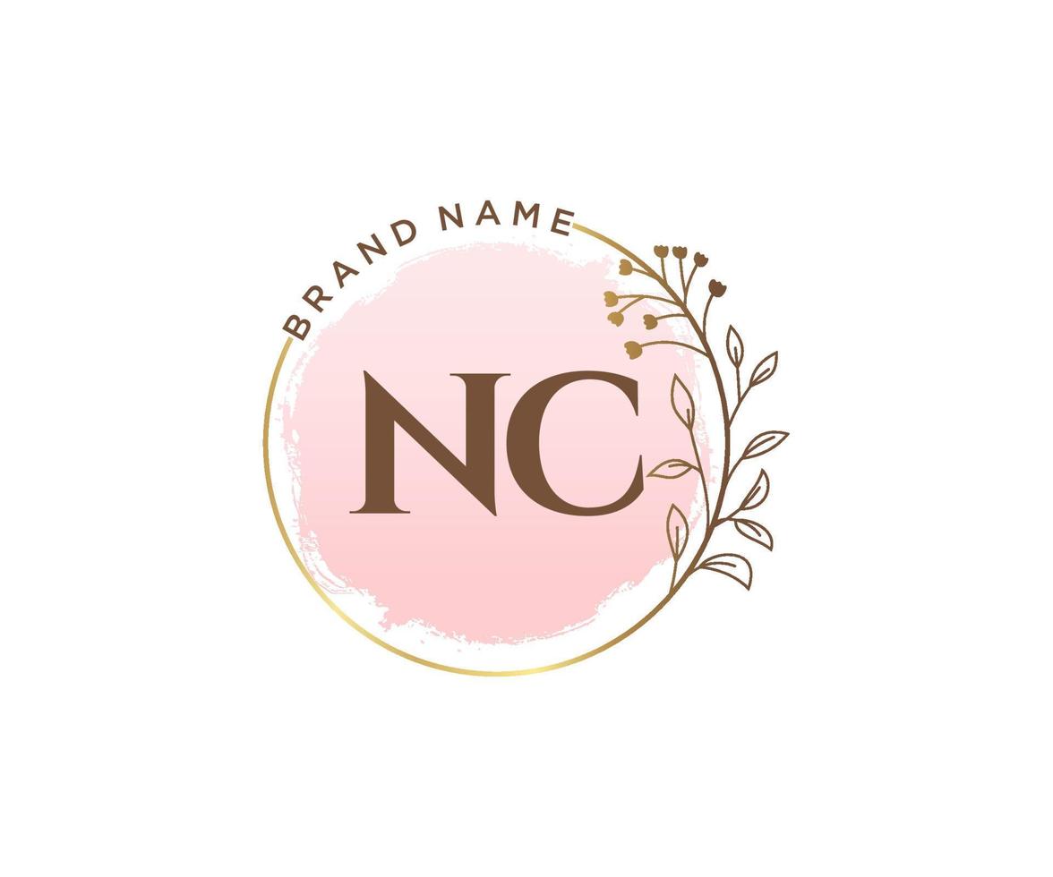 Initial NC feminine logo. Usable for Nature, Salon, Spa, Cosmetic and Beauty Logos. Flat Vector Logo Design Template Element.