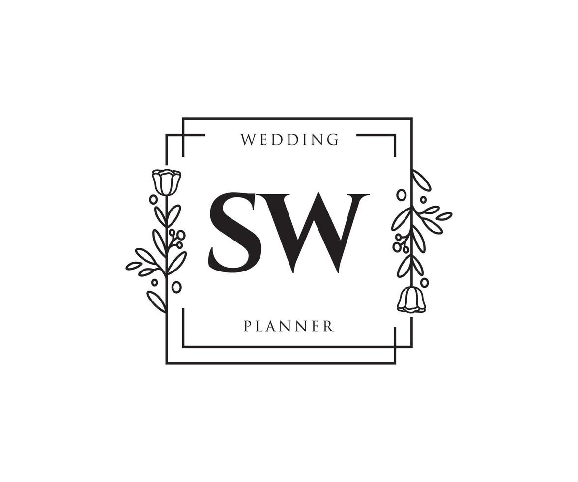 logo femenino sw inicial. utilizable para logotipos de naturaleza, salón, spa, cosmética y belleza. elemento de plantilla de diseño de logotipo de vector plano.