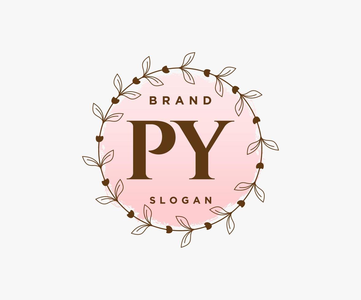 Initial PY feminine logo. Usable for Nature, Salon, Spa, Cosmetic and Beauty Logos. Flat Vector Logo Design Template Element.