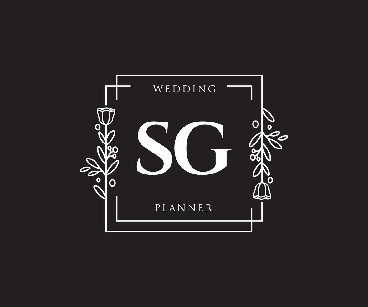 Initial SG feminine logo. Usable for Nature, Salon, Spa, Cosmetic and Beauty Logos. Flat Vector Logo Design Template Element.