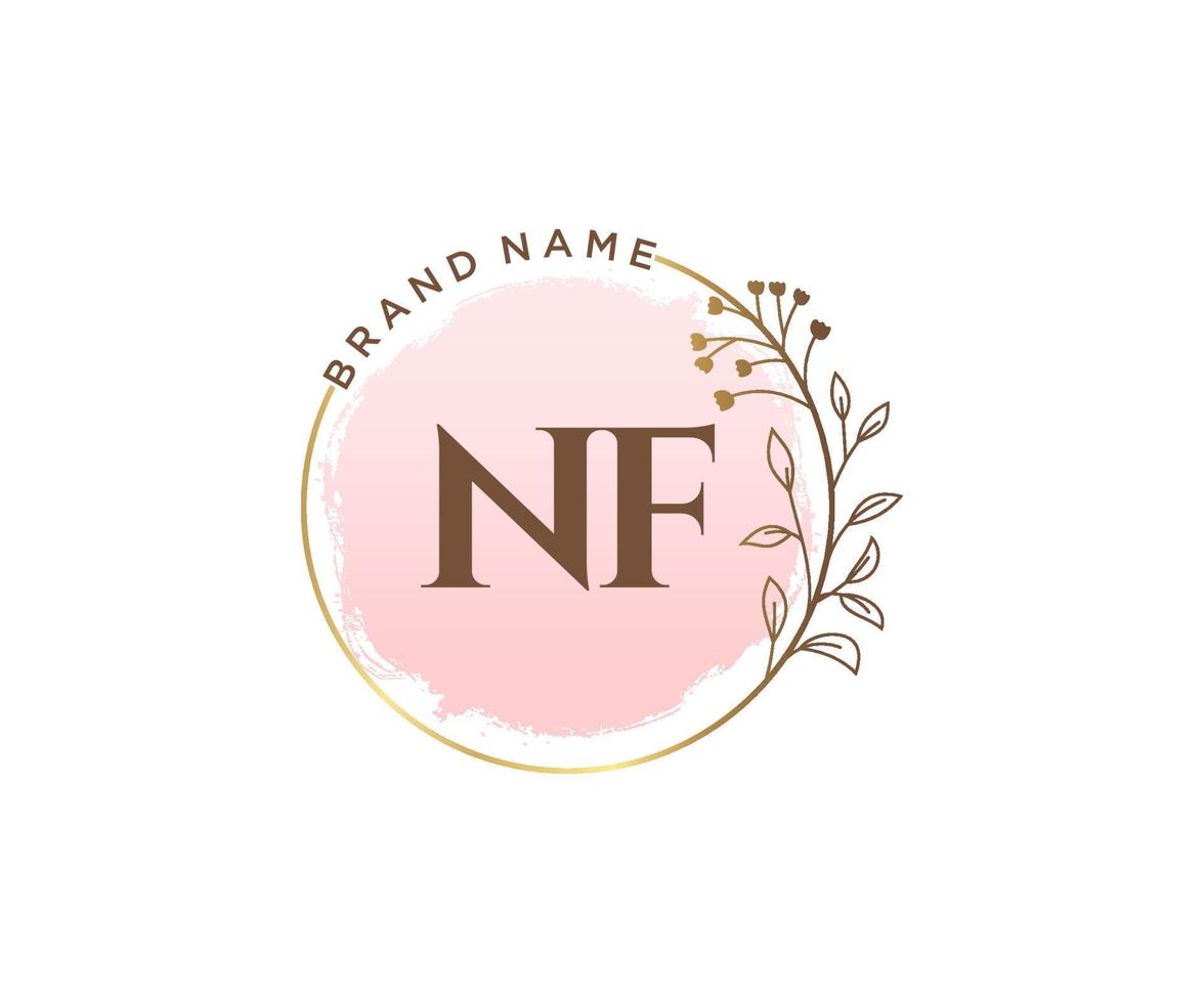 logotipo femenino inicial nf. utilizable para logotipos de naturaleza, salón, spa, cosmética y belleza. elemento de plantilla de diseño de logotipo de vector plano.